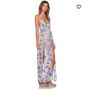 For Love & Lemons Marina Maxi Dress in Blue Sand